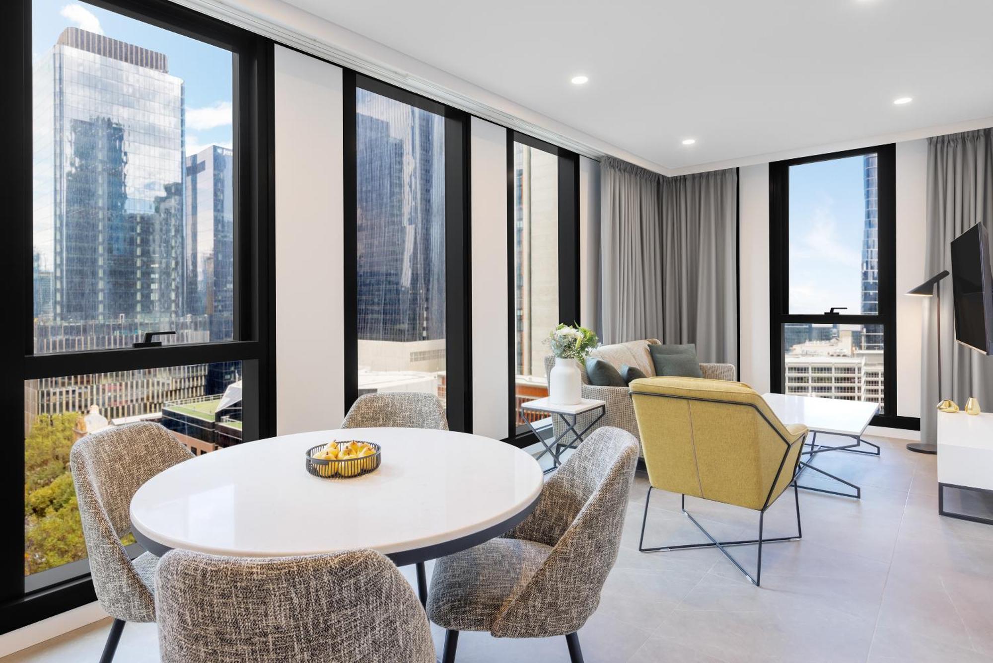 Meriton Suites Melbourne Eksteriør bilde The interior of a typical apartment